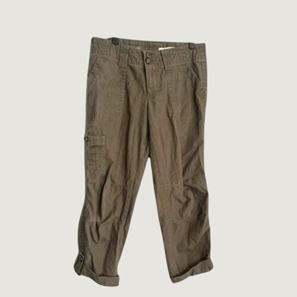 Vintage Eddie Bauer Ripstop Cargo Pants Olive Brown Women Size 2 Utility Y2K